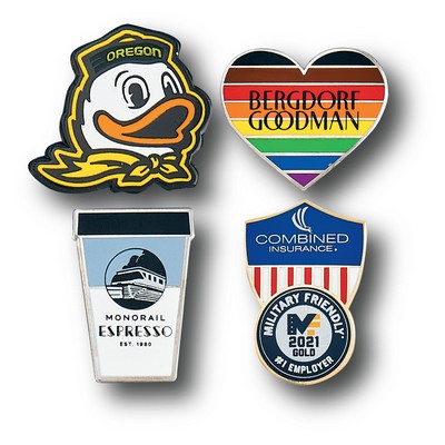 Custom Lapel Pins - 1 1/8" (1.125") Screen on Cloisonne Hard Enamel