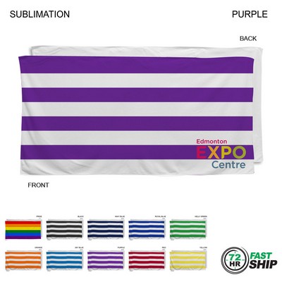72 Hr Fast Ship - Cabana Stripe Sublimated, Absorbent Microfiber Dri-Lite Terry Beach Towel, 30"x60"