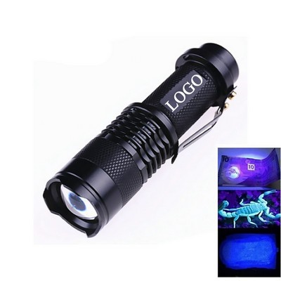 Outdoor Portable LED Retractable Zoom Mini Strong UV Flashlight