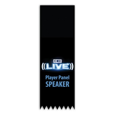 USA Made Synthetic Paper Badge Ribbon Full-Color (2"x6") Peaked Bottom