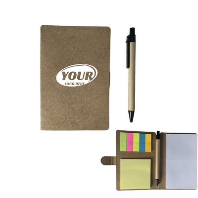 Eco Button-up Notebook With Sticky Notes and Pen