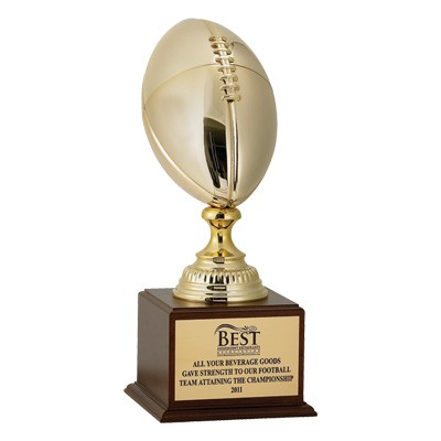 18 ½" Gold Metal Football Trophy w/12" Long Ball