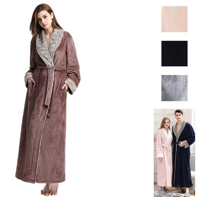 Unisex Long Flannel Bathrobe
