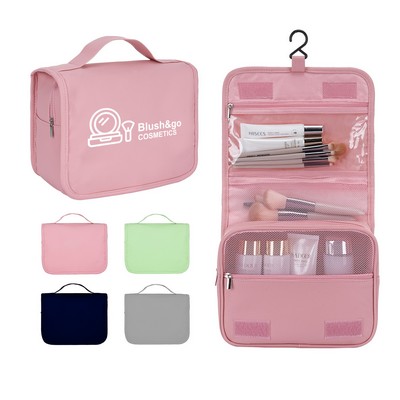 600D PU Leather Waterproof Hanging Toiletry Bag