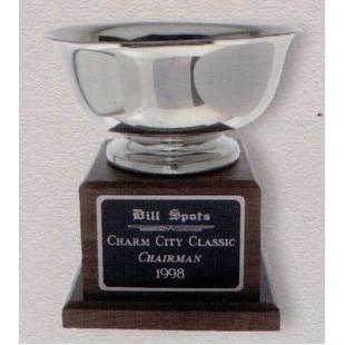 8" Silver Plated Revere Bowl on Walnut Base