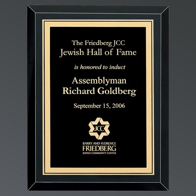 Ebony Piano Finish with Black Mirror Glass, LaserFX® w/Gold Florentine, Medium (8"x10")