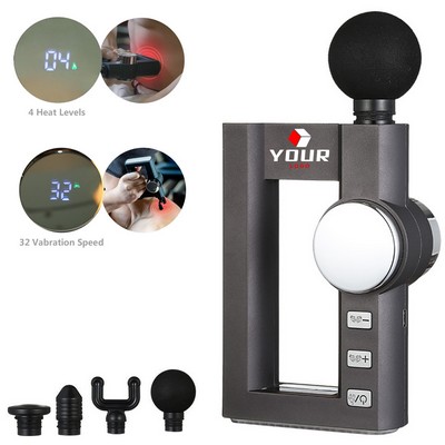 Heat Therapy Muscle Vibration Massager Tool with 32 Speed Settings and Interchangeable Heads