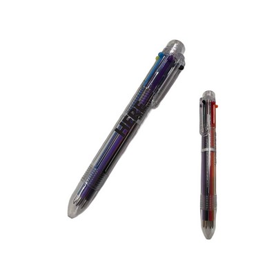6-in-1 Multicolor Transparent Barrel Retractable Ballpoint Pens