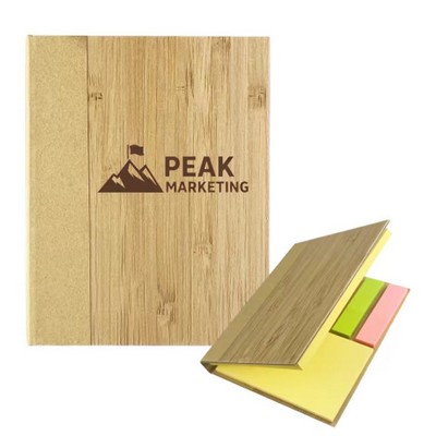 Bamboo Sticky Note Pad with Color Flags