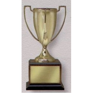 8.5" Metal Cup Trophy on Walnut Base