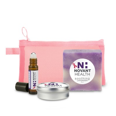 Wellness Retreat Set in pink mesh zipper bag