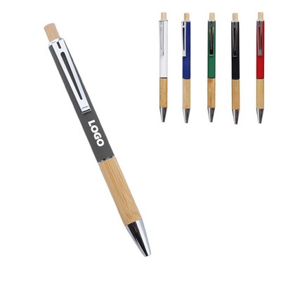 Bamboo and Recycled Aluminum Ballpoint Pen