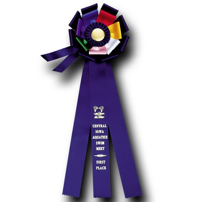 Custom Rosette Ribbon w/ 3 Streamers (8"x23")